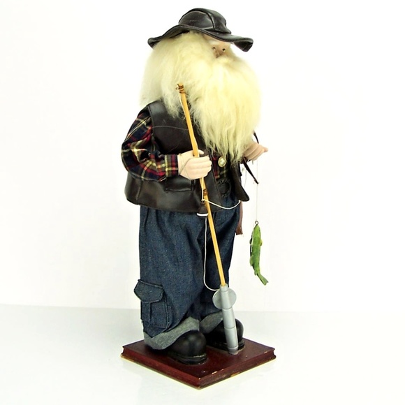 Decorative 18" Tall Fly Fishing Santa Claus Doll - Picture 4 of 8